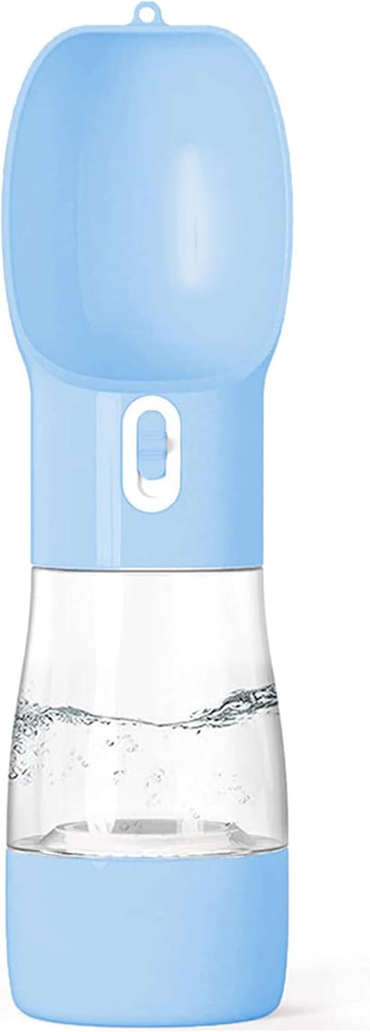 Portable Dog Water Bottle with Food Compartment - Dishwasher Safe Blue | 3-in-1 Pet Drinking Solution for Outdoor Activities | BPA-Free Leak-Proof Dispenser with Bowl