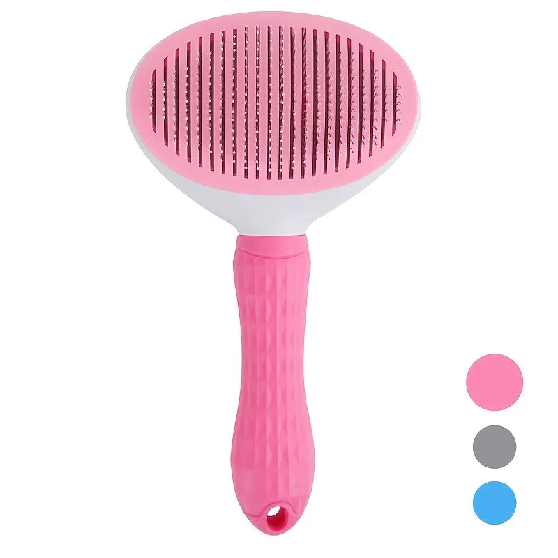One-Click Pet Hair Removal Comb for Effortless Grooming of Dogs and Cats - Automatic Floating Slicker Brush