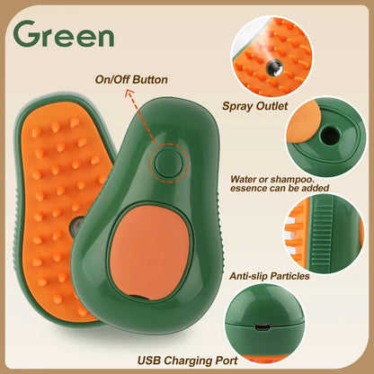 3-in-1 Electric Pet Grooming Brush with Steam, Spray, and Massage Functions for Cats and Dogs