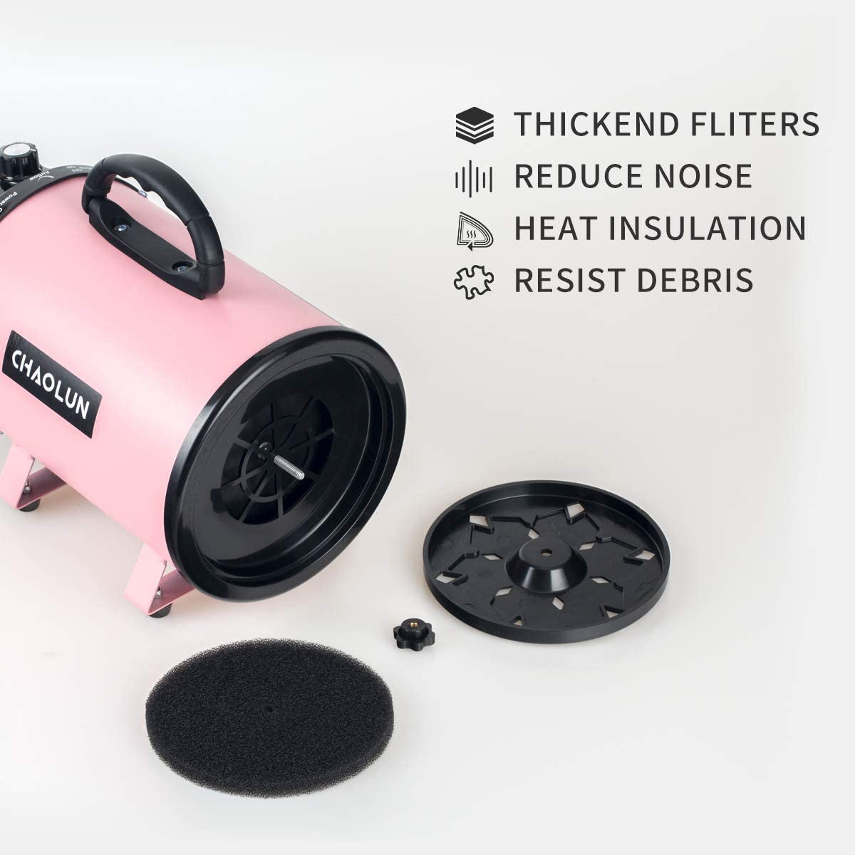 Professional Pet Grooming Dog Dryer with Heater - Pink