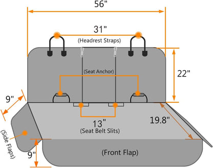 Premium Waterproof Dog Car Seat Cover with Side Flaps for Cars, Trucks, and SUVs - Non-Slip Backseat Protection