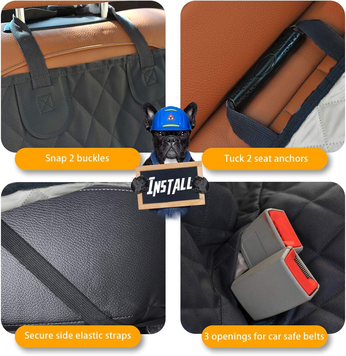 Premium Waterproof Dog Car Seat Cover with Side Flaps for Cars, Trucks, and SUVs - Non-Slip Backseat Protection
