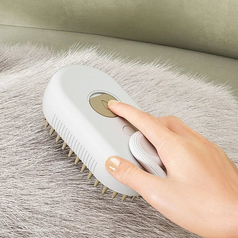 3-in-1 Cat & Dog Pet Spray Massage Brush - Steam Spray, Hair Removal, and Bath Comb with One-Button Operation