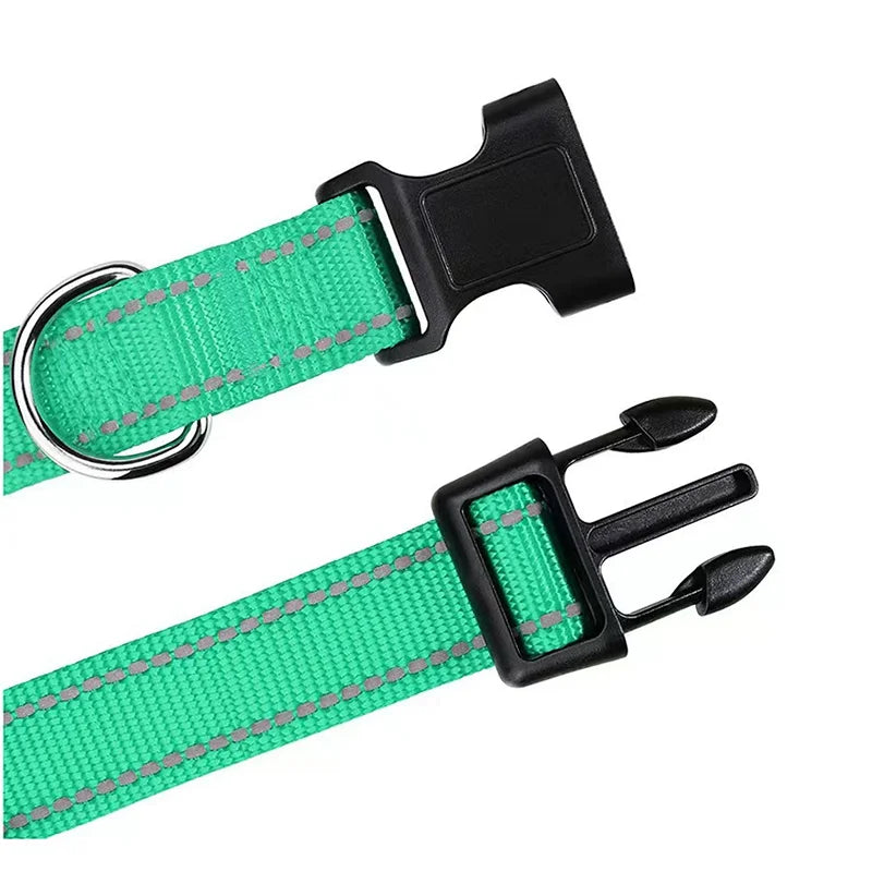Adjustable Reflective Nylon Pet Collar for Dogs and Cats - Anti-Slip, Anti-Choke, Durable Walking Accessory