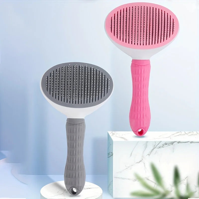 One-Click Pet Hair Removal Comb for Effortless Grooming of Dogs and Cats - Automatic Floating Slicker Brush