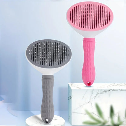 One-Click Pet Hair Removal Comb for Effortless Grooming of Dogs and Cats - Automatic Floating Slicker Brush