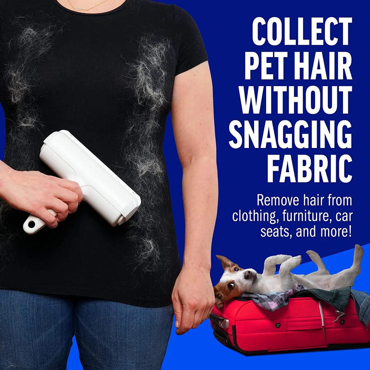 Pet Hair Remover Roller - Effortless Self-Cleaning Fur Removal Tool for Dogs & Cats - Ideal for Furniture Cleaning
