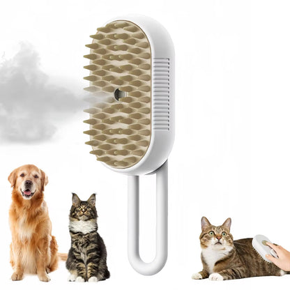 3-in-1 Electric Pet Grooming Brush with Steam, Spray, and Massage Functions for Cats and Dogs