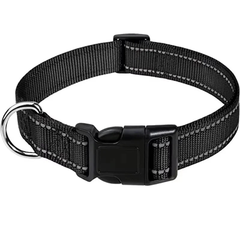 Adjustable Reflective Nylon Pet Collar for Dogs and Cats - Anti-Slip, Anti-Choke, Durable Walking Accessory