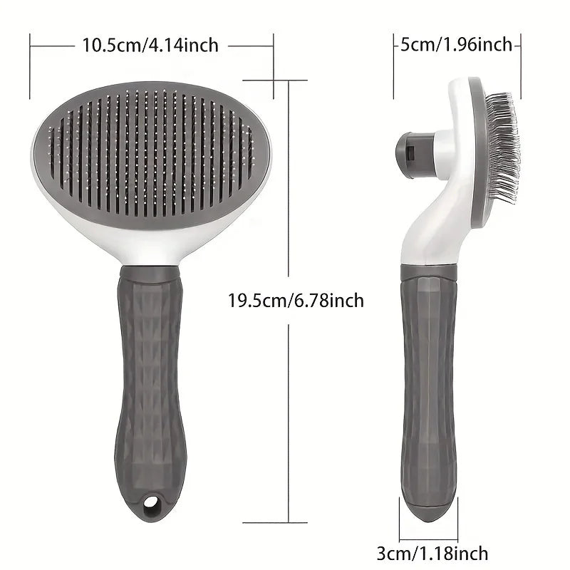 One-Click Pet Hair Removal Comb for Effortless Grooming of Dogs and Cats - Automatic Floating Slicker Brush