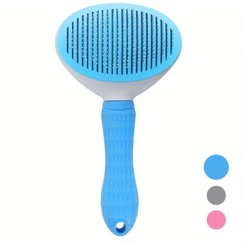 One-Click Pet Hair Removal Comb for Effortless Grooming of Dogs and Cats - Automatic Floating Slicker Brush