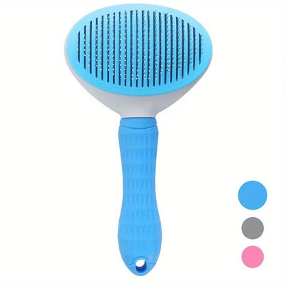 One-Click Pet Hair Removal Comb for Effortless Grooming of Dogs and Cats - Automatic Floating Slicker Brush