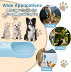 Portable Dog Water Bottle with Food Compartment - Dishwasher Safe Blue | 3-in-1 Pet Drinking Solution for Outdoor Activities | BPA-Free Leak-Proof Dispenser with Bowl