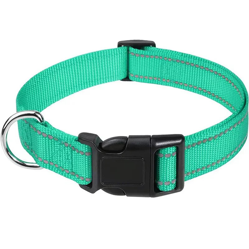 Adjustable Reflective Nylon Pet Collar for Dogs and Cats - Anti-Slip, Anti-Choke, Durable Walking Accessory