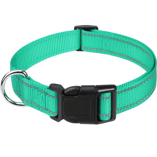 Adjustable Reflective Nylon Pet Collar for Dogs and Cats - Anti-Slip, Anti-Choke, Durable Walking Accessory