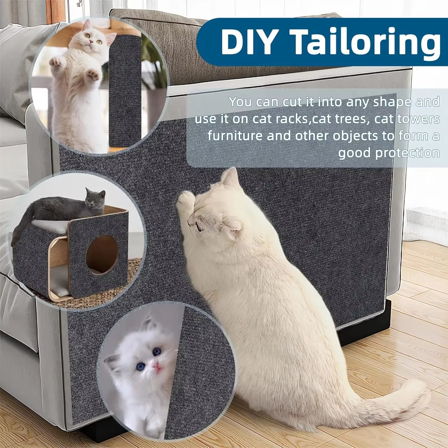 Cat Scratch Protection Mat for Sofas - Self-Adhesive Climbing Frame and Scratch Board for Cats