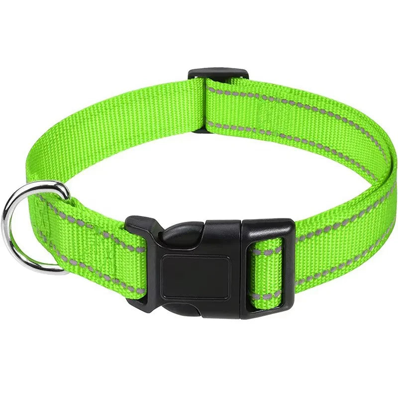 Adjustable Reflective Nylon Pet Collar for Dogs and Cats - Anti-Slip, Anti-Choke, Durable Walking Accessory