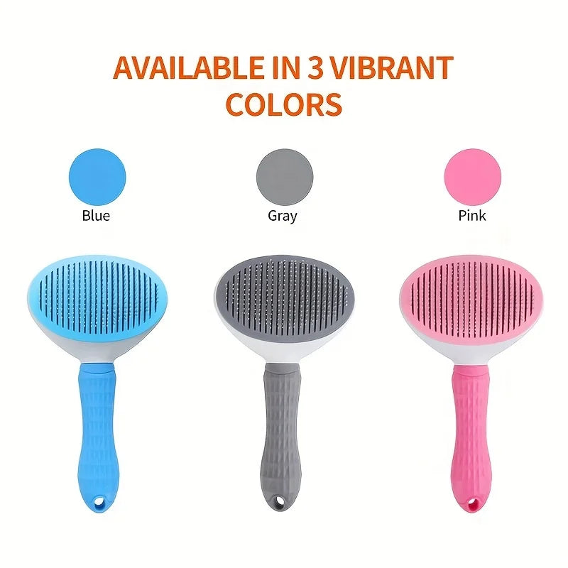 One-Click Pet Hair Removal Comb for Effortless Grooming of Dogs and Cats - Automatic Floating Slicker Brush
