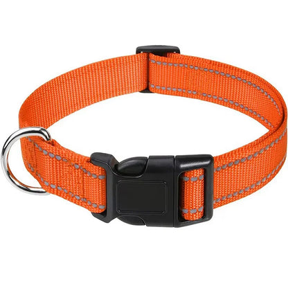 Adjustable Reflective Nylon Pet Collar for Dogs and Cats - Anti-Slip, Anti-Choke, Durable Walking Accessory